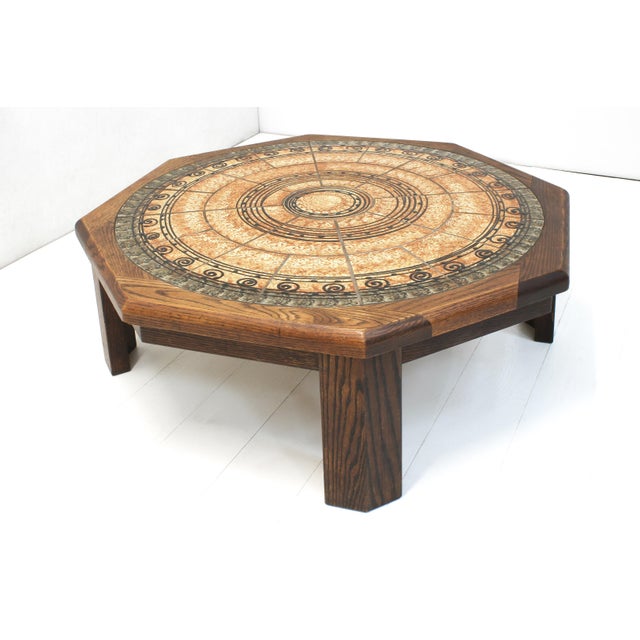 Octagonal Tiled Coffee Table by Ebbe Sørensen, Denmark, 1970s For Sale - Image 10 of 10