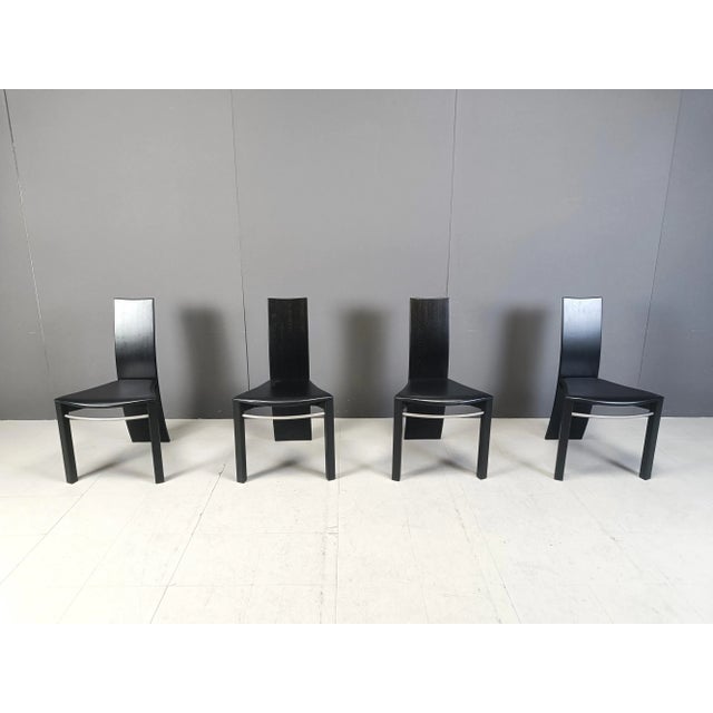 Vintage Curved Wooden Dining Chairs, 1980s, Set of 4 For Sale - Image 10 of 12