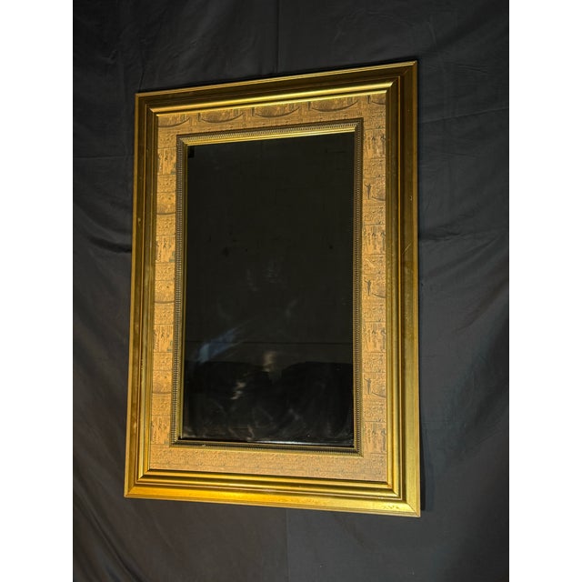 Ornate Egyptian Revival Gold Framed Wall Mirror For Sale - Image 4 of 11