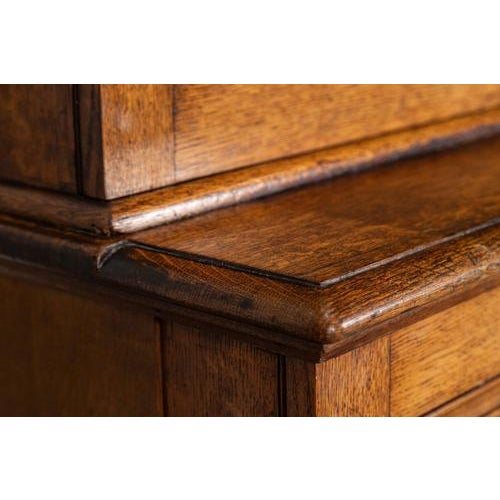 Large Antique English Oak Glazed Bookcase Cabinet, 1880 For Sale - Image 11 of 18