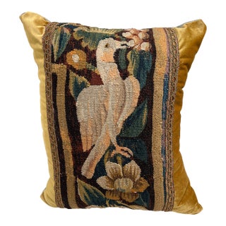 Pillow With 18th Century Tapestry - Bird Pecking at a Fruit For Sale