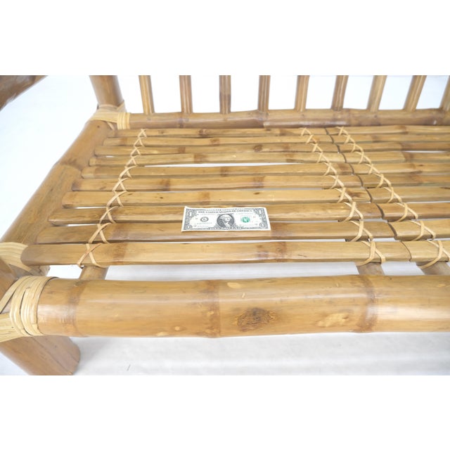 Thick Bamboo Frame Mid Century Modern c1970s Loveseat Sofa MINT For Sale - Image 10 of 18