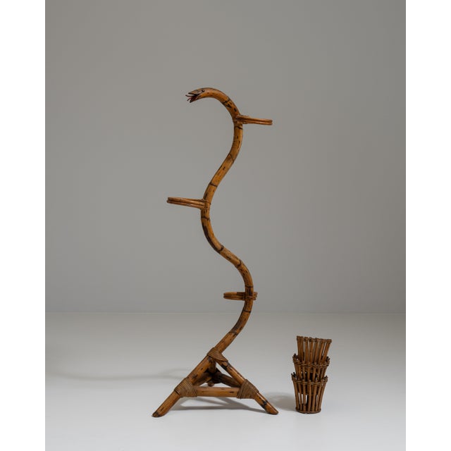 1960s French Amber Bamboo And Rattan Snake Plant Stand For Sale - Image 11 of 15