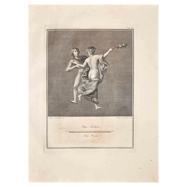 Guglielmo Morghen, Ancient Roman Fresco Herculaneum, Original Etching, 18th Century For Sale