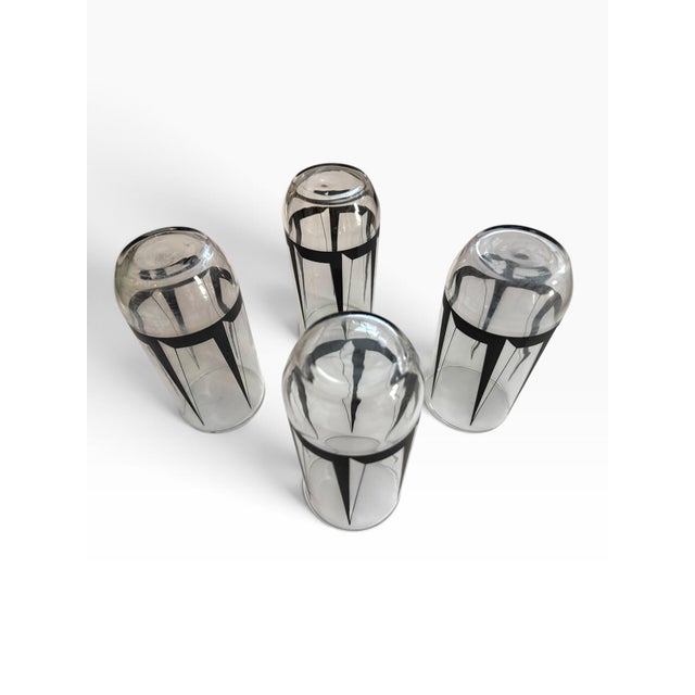 Glass Vintage Mid-Century Modern Geometric Highball Glasses Georges Briard Style - Set of 4 For Sale - Image 7 of 10