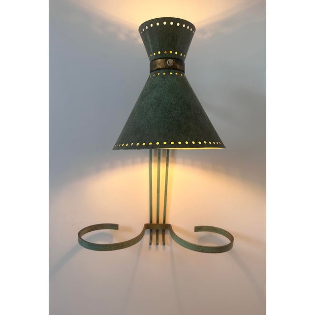 Vintage Adjustable Wall Lamp in Brass and Patinated Green, 1950 For Sale - Image 4 of 17