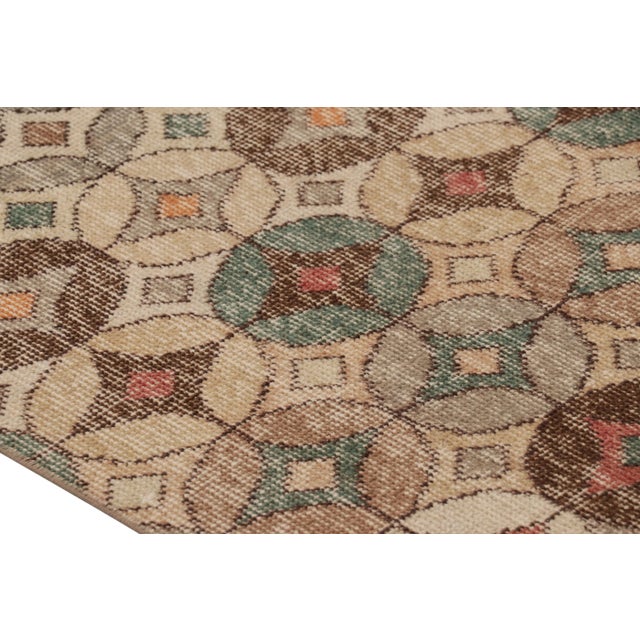 Traditional Vintage Turkish Runner in Brown With Colorful Geometric Medallions - Rug & Kilim For Sale - Image 3 of 7