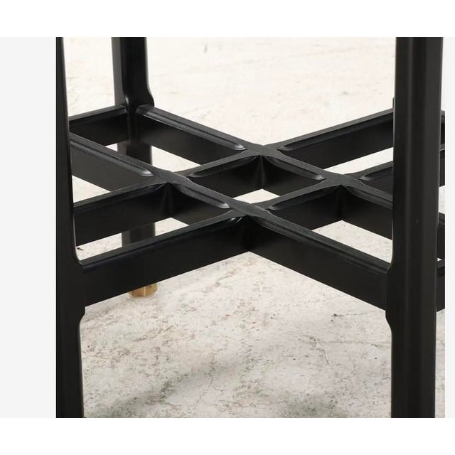 Chinoiserie Chinoiserie Glass Top Black Lacquered Dining Table, Late 20th Century For Sale - Image 3 of 4