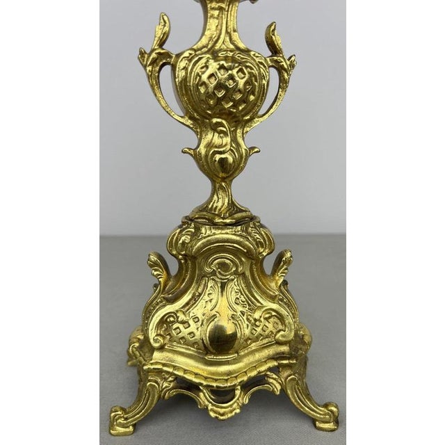Gold Vintage French Candleholders in Brass, Set of 2 For Sale - Image 8 of 12