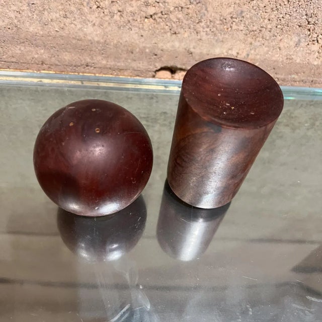 Mid 20th Century 1960s Modern Nesting Salt & Pepper Shaker Rosewood Ball + Cylinder Mid-Century For Sale - Image 5 of 13