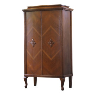 Vintage Danish Oak Linen Wardrobe, 1940s For Sale