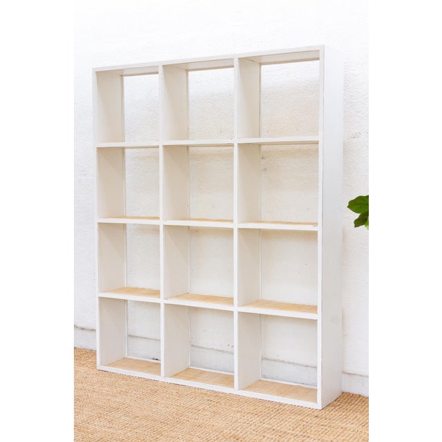 20th Century Distressed White Cubicle Bookcase For Sale - Image 4 of 13