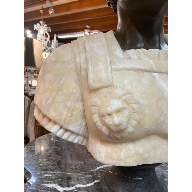 Large Roman Emperor Bust, 20th Century, Bronze & Marble For Sale - Image 4 of 5