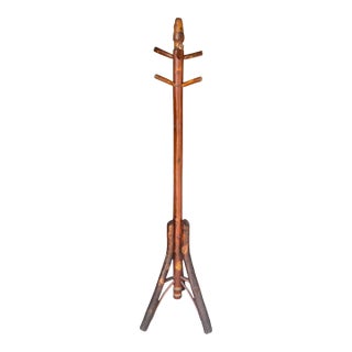 Early 20th Century Rare Adirondack Rustic Hickory Furniture Co Laporte Indiana Coat Hat Rack Hall Tree Original Label For Sale