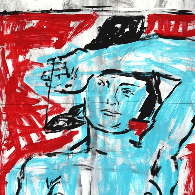 Contemporary Blue Nude Mood - Original Pop Street Art Figurative Acrylic Painting on Thick Poster Board by Gary John For Sale - Image 3 of 6