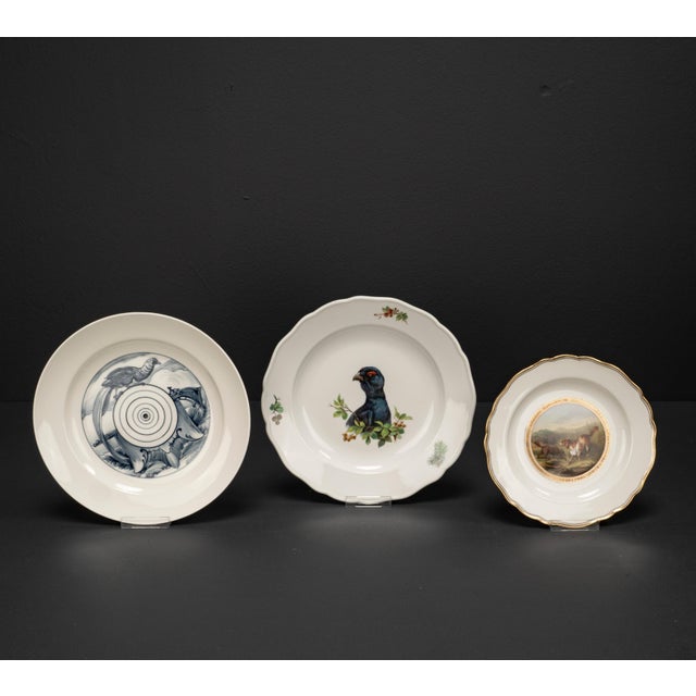 Vintage Hand-Painted Porcelain Plates with Animal Motifs from Meissen, 2010s, Set of 3 For Sale - Image 11 of 12