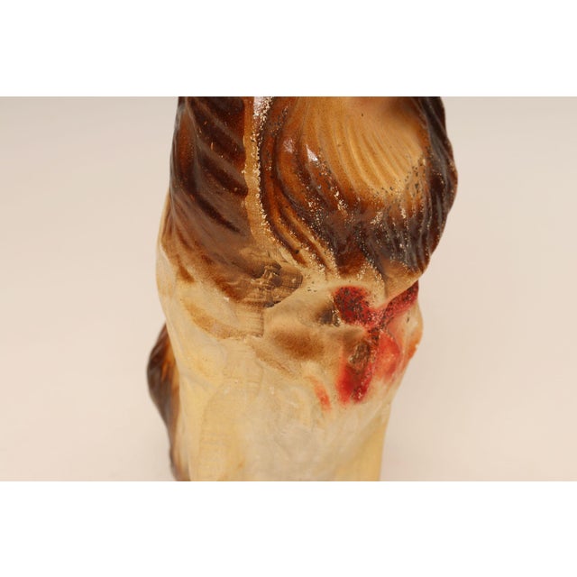 Vintage Folk Art Chalkware Carnival Chalk Brown Collie Dog Sculpture / Figurine For Sale - Image 12 of 15