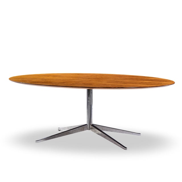 Mid-Century Modern Florence Knoll Mid Century Oval Top Rosewood and Chrome Dining Table For Sale - Image 3 of 6