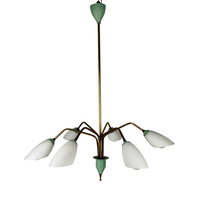 Mid-Century 6-Arm Spider Chandelier, Italy, 1960s For Sale
