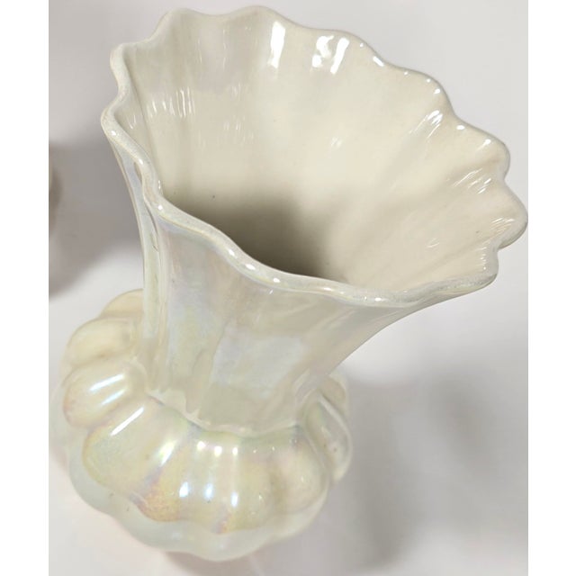 Mother of Pearl and Gold Hollywood Regency Vases- A Pair For Sale - Image 6 of 12