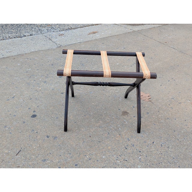 Vintage Dark Brown Luggage Rack For Sale In Washington DC - Image 6 of 7