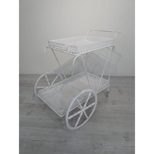 Metal Vintage Mobile Serving Bar Cart For Sale - Image 7 of 13