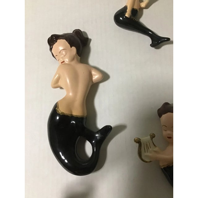 Contemporary 1960s Palm Beach Coastal Mermaid Wall Hanging- Set of 4 For Sale - Image 3 of 9