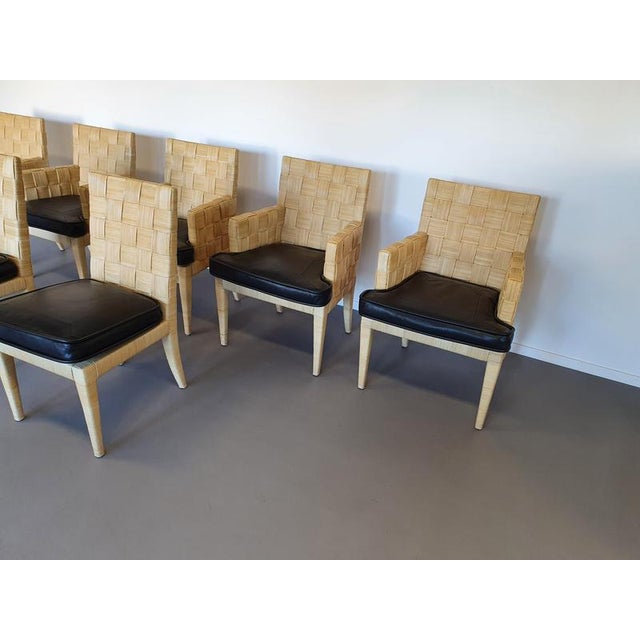 Block Island Cane Chairs with Leather Seats by John Hutton for Donghia / Set of 6 For Sale - Image 3 of 18