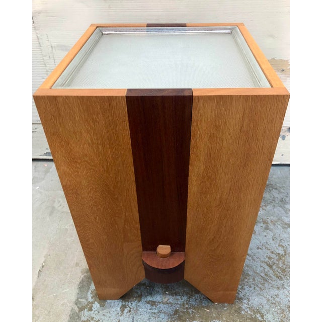 Wood Glass Block Oak/Mahogany Hand Made End Table For Sale - Image 7 of 7