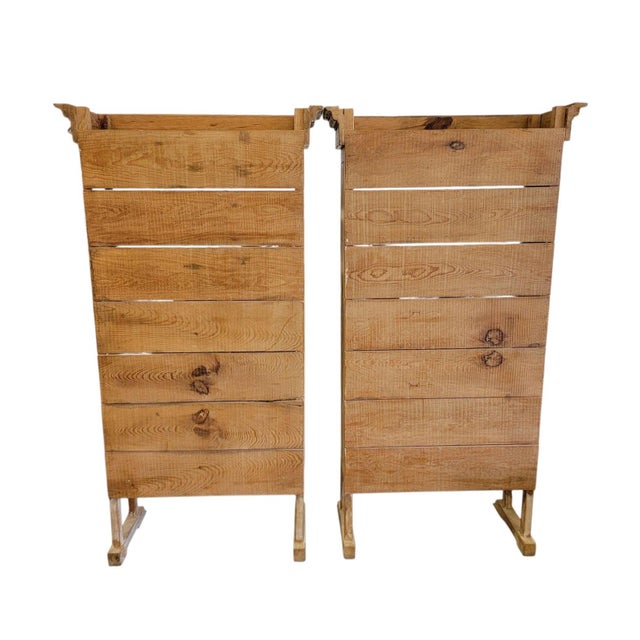 Pair Rustic Pine Wood Shelves / Bookcase Beautiful - Unique Pair - Rustic Farmhouse style Measure approx. 67" tall x 34"...