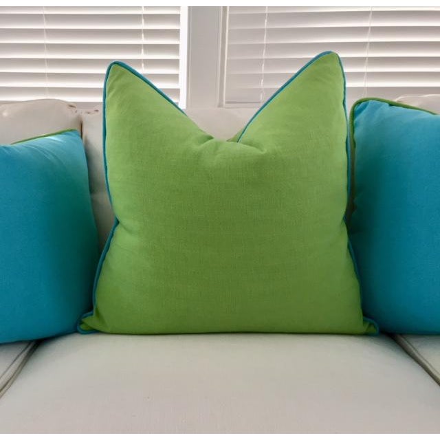 Lime Green With Turquoise Contrast Welt Pillow Chairish