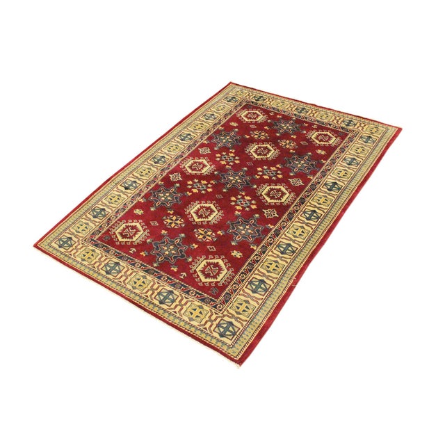 Shabby Chic Vintage Shirwan Red/Gold Wool Rug - 3'9''x5'6'' For Sale - Image 3 of 11
