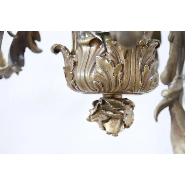 Metal Art Nouveau Bronze Chandelier, 1900s For Sale - Image 7 of 12