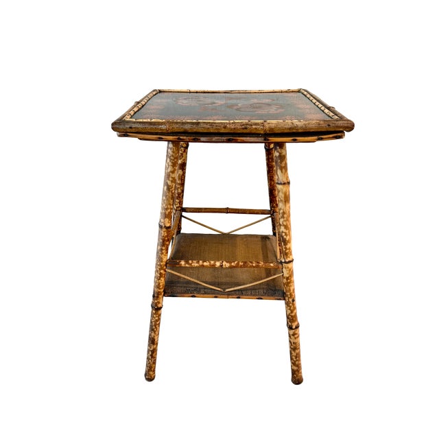 Chinoiserie Tortoiseshell Bamboo Side Table W/Lacquered Top For Sale - Image 9 of 11