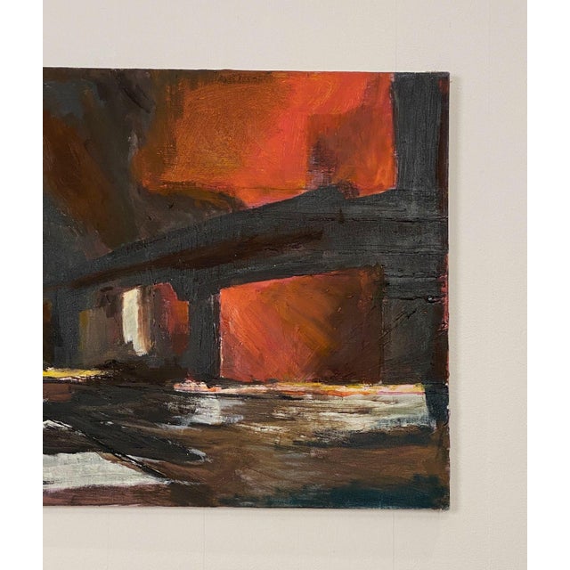 A Mid Century oil on canvas of an abstract study of a bridge, by Krell