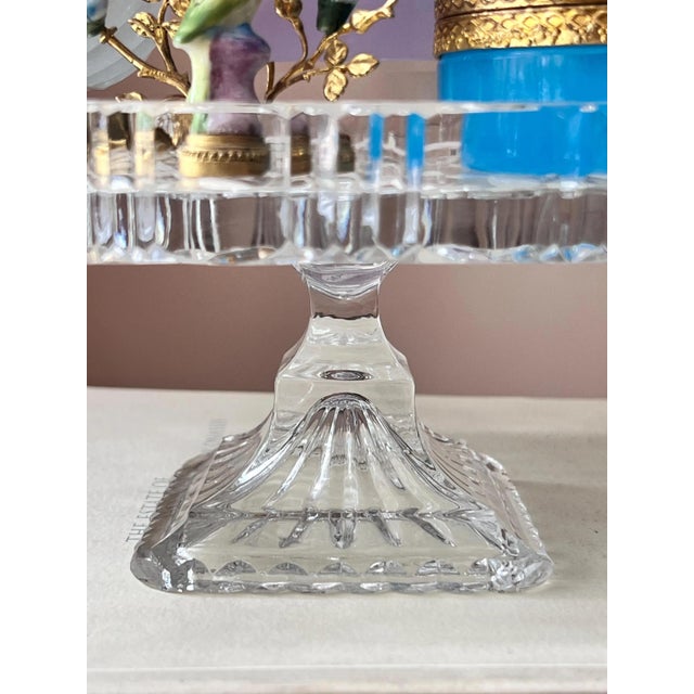 Traditional Vintage quilted crystal pedestal dish tazza footed pastry dish For Sale - Image 3 of 6