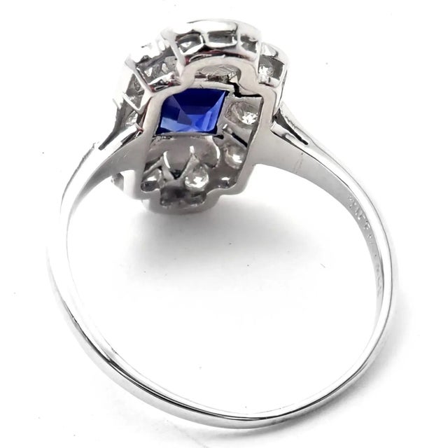Contemporary Vintage Tiffany & Co. Irid Platinum Diamond Sapphire Cocktail Ring, size 5 For Sale - Image 3 of 8