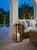 Vintage Modern Polished Gunmetal & Glass Floor Lantern With Tan Leather Handle For Sale - Image 9 of 12