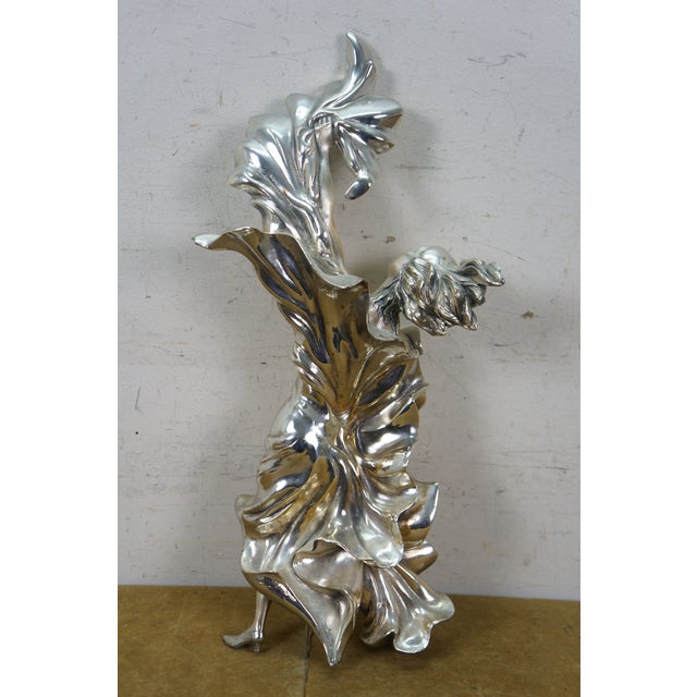 Mid 20th Century Italian Art Nouveau Sterling Silver 925 Dancing Woman Statue Sculpture 17" For Sale - Image 9 of 15
