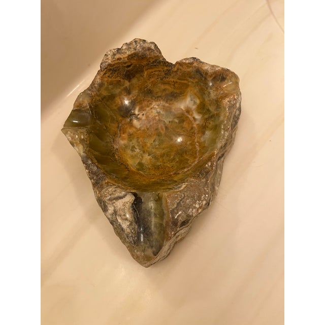 Green Mid Century Modern - Brutalist Italian Earth Tone Stone Ashtray / Trinket Holder For Sale - Image 8 of 12