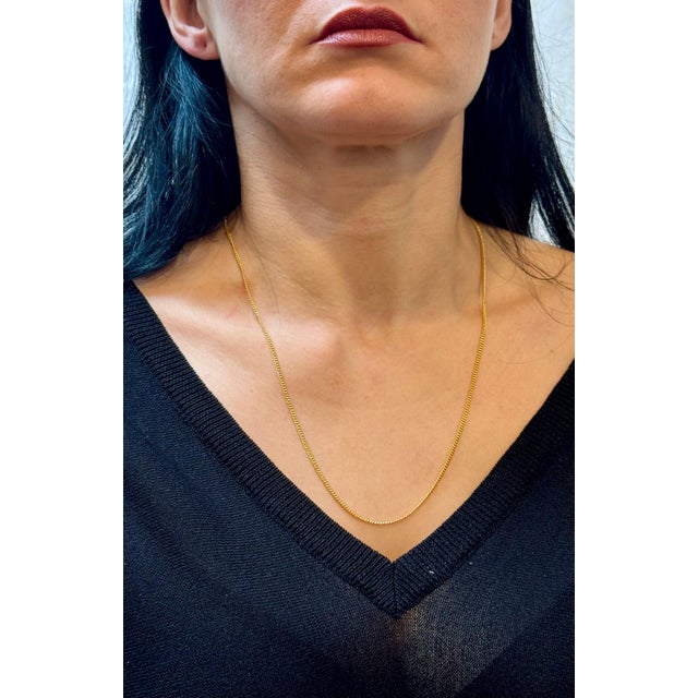 Vintage 14K Solid White Gold Curb Link Chain , 6.6 Gm , 22 Inch Long For Sale - Image 9 of 18