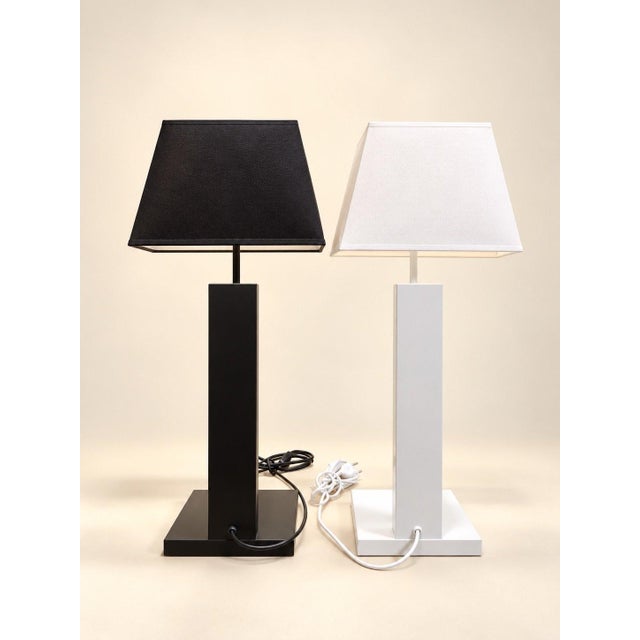 Vintage Table Lamps in Lacquered Metal and Fabric, 2010s, Set of 2 For Sale - Image 3 of 5