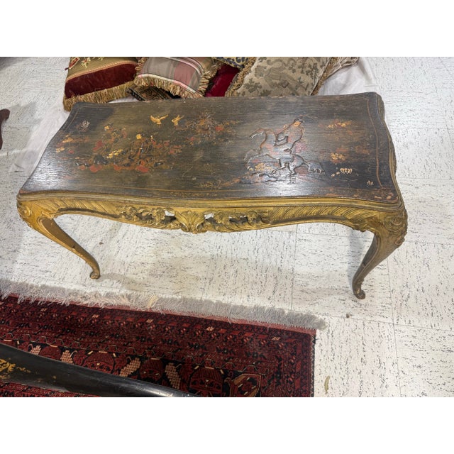 A neat little Chinoiserie Lacquered Louis XVI style table. Probably Japanned Lacquer late 19c.