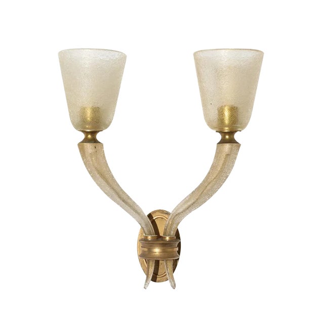 Murano Glass Wall Lamp, 1940s For Sale