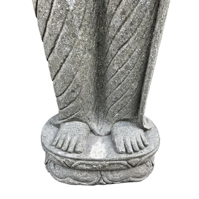Stone Vintage Standing Stone Carved Buddha Statue For Sale - Image 7 of 9