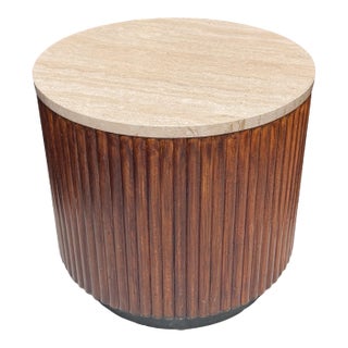 J. Robert Scott Modern Reeded Marble Top Side or End Table - 1 of 2 Available For Sale