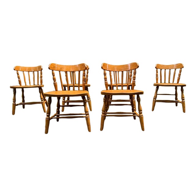 Vintage Spindle Windsor Dining Chairs. Set of 6 For Sale