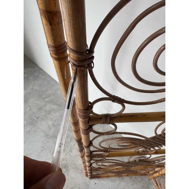 1970’s Vintage Coastal Bamboo & Rattan Three-Panel Folding Screen For Sale - Image 9 of 12