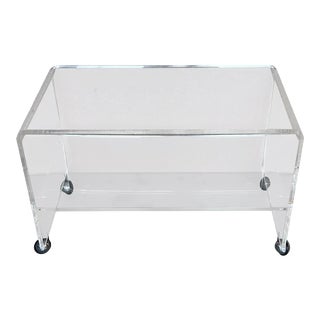 Mid-Century Modern Side or Center Table With Two Tiewr and Wheels, France, 1970s For Sale