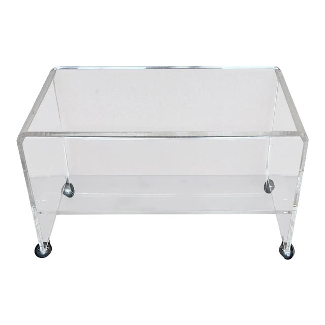 Mid-Century Modern Side or Center Table With Two Tiewr and Wheels, France, 1970s For Sale